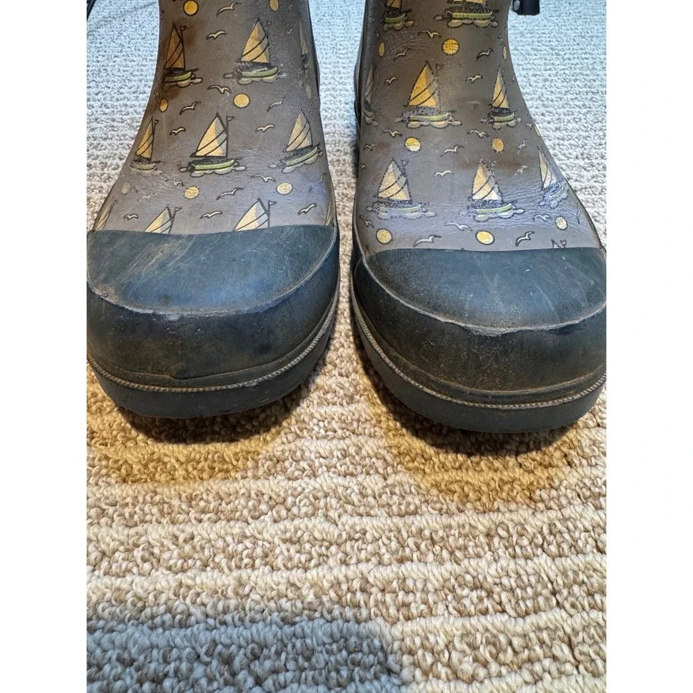 Vineyard Vines Sailboat Rain Boots Martha's Vineyard Grey Rubber Size‎ 6